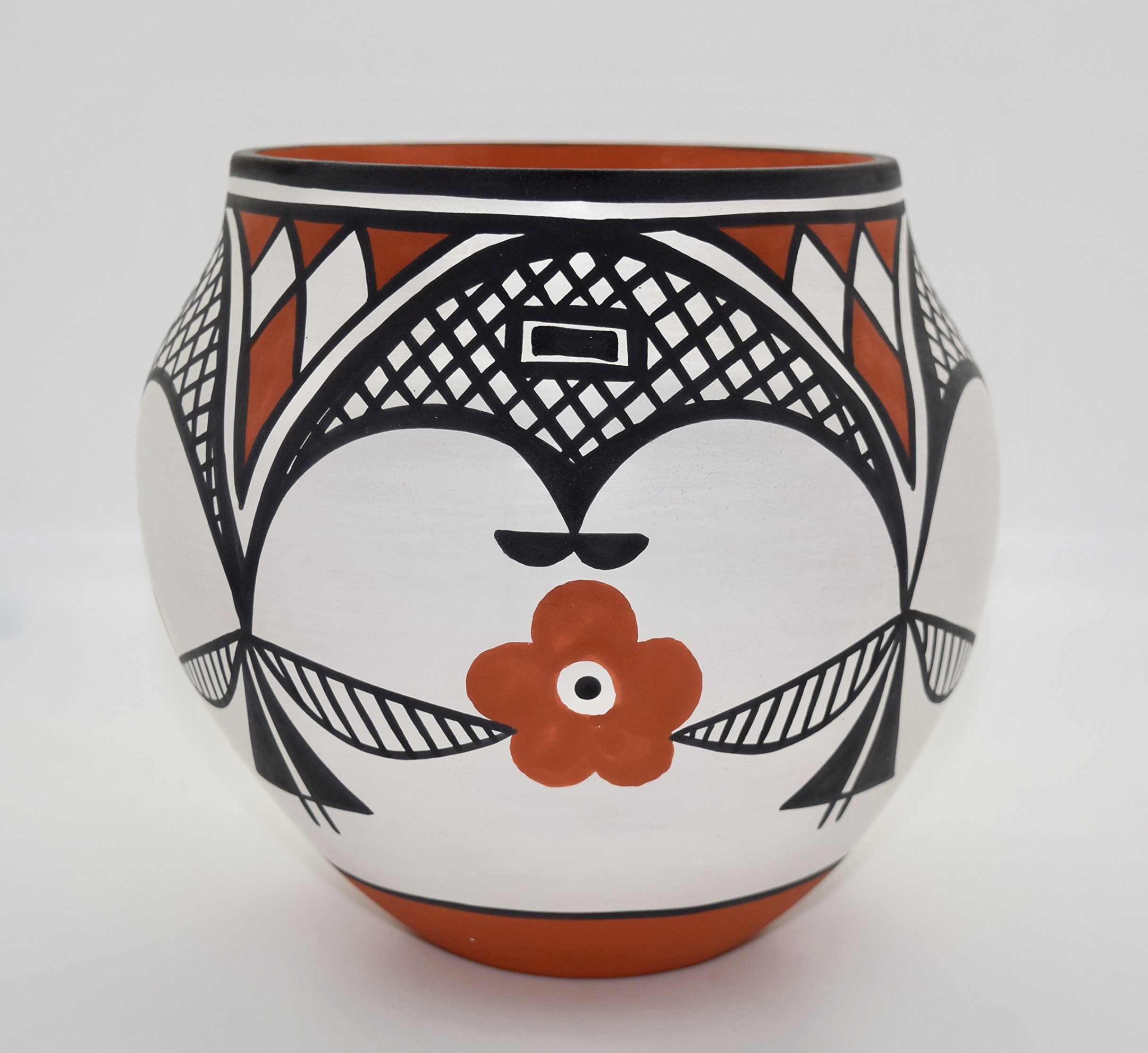 acoma pottery designs Bulan 5 Traditional Hand Coiled Acoma Pueblo Pottery Bowl with Flower Design
